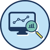 Monitor and evaluate progress icon